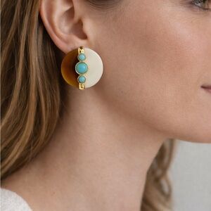 Vintage Signed David Grau Amber Lucite Statement Clip-on Earrings Made in Spain